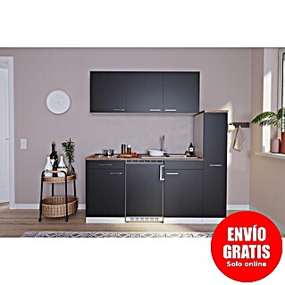 Respekta Cocina compacta Luis (Ancho: 180 cm, Negro, Con placa vitrocerámica)