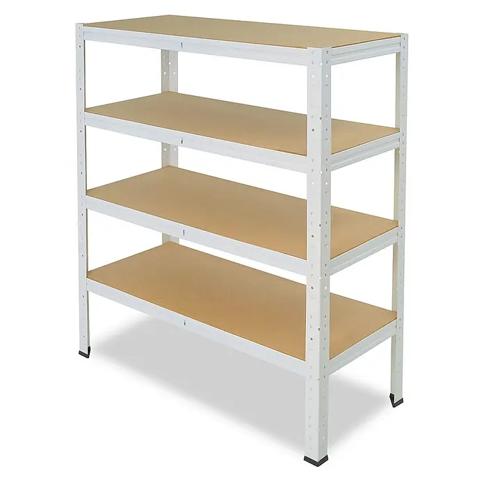 shelfplaza Schwerlastregal HOME - H x B x T: 115 x 100 x 50 cm, Traglast pro Boden: 175 kg, Anzahl Böden: 4 Stk., Stecken, weiß - Weißes Metallregal mit 4 MDF-Böden für vielseitige Lagerung.