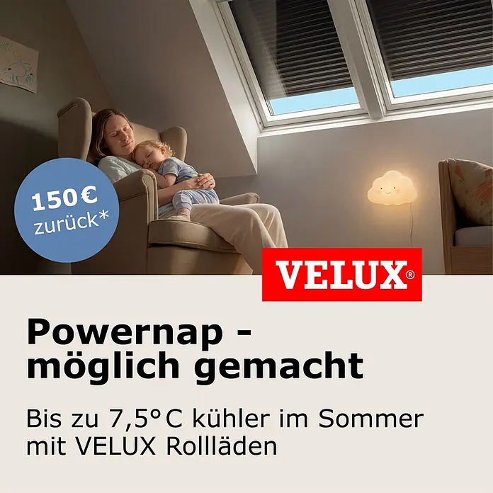 Velux Dachfenster-Rollladen Solar SSL CK06 0000K - Passend für Fenstergröße: CK06, C06, Passend für Fenstertyp: GGL, GGU, GPL, GPU, GHL, GHU, GZL, GLL, GLU, VU und VKU - Mutter und Kind schlafen friedlich in einem Raum, der durch teilweise geschlossene VELUX Rollläden an Dachfenstern gekühlt wird, was Komfort und Temperaturkontrolle betont.