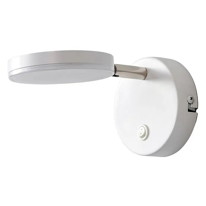 Lindby Wandleuchte Milow - L x B x H: 18 x 10 x 9,6 cm, weiß / opal, weiß / opal - Runde weiße Wand-LED-Leuchte mit verstellbarem Arm und Basisschalter.