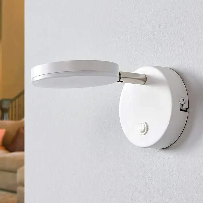 Lindby Wandleuchte Milow - L x B x H: 18 x 10 x 9,6 cm, weiß / opal, weiß / opal - Weiße, wandmontierte LED-Leselampe mit schwenkbarem Kopf und integriertem Schalter.