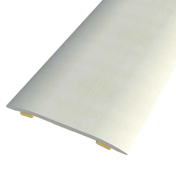 Baglinox Junta de transición Roble - 44 - 90 cm x 38 mm x 2,3 mm, Aluminio - Primer plano de una lama blanca de persiana, que muestra un diseño moderno y un control funcional de la luz.