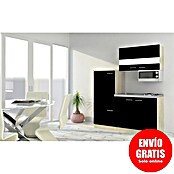 Respekta Cocina compacta Luis (Ancho: 160 cm, Negro, Placa de cocción, frigorífico y microondas) | BAUHAUS