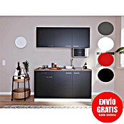 Respekta Cocina compacta Luis (Ancho: 150 cm, Negro, Con electrodomésticos, Microondas) | BAUHAUS