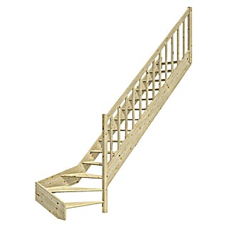 Dolle Raumspartreppe Paris (Breite: 83,5 cm, Fichte, Unbehandelt, Geschosshöhe: 318 cm, 1/4-gewendelt rechts, Rechteckstäbe Holz, Ohne Setzstufen)