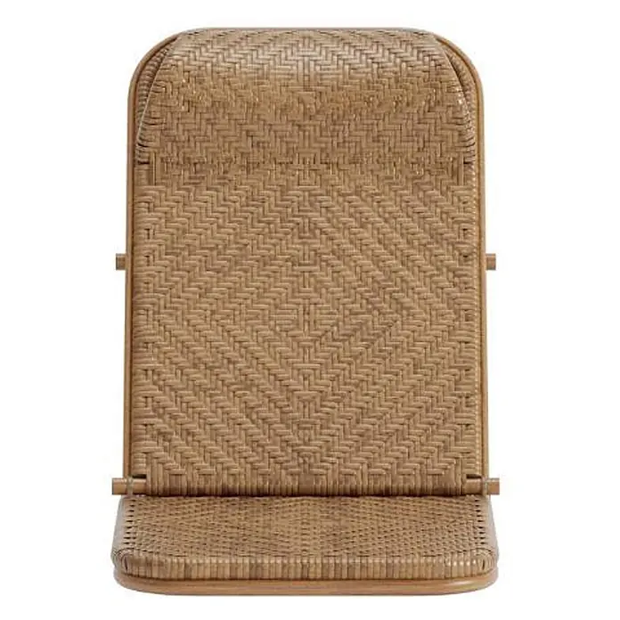 Ebuy24 Gartenliege Ellie - Braun, Naturmaterialien - Zusammenklappbarer Bodenstuhl aus natürlichem Rattan mit gewebtem Rautenmuster auf Rückenlehne und Sitzfläche.