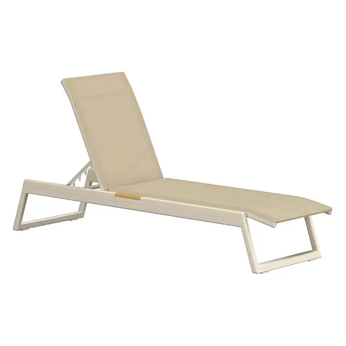 Ebuy24 Gartenliege New Mexico 2er-Set - Beige, Textil - Beiger Sonnenliege mit verstellbarer Rückenlehne und hellem Gestell, mit einem kleinen Holz-Akzent.