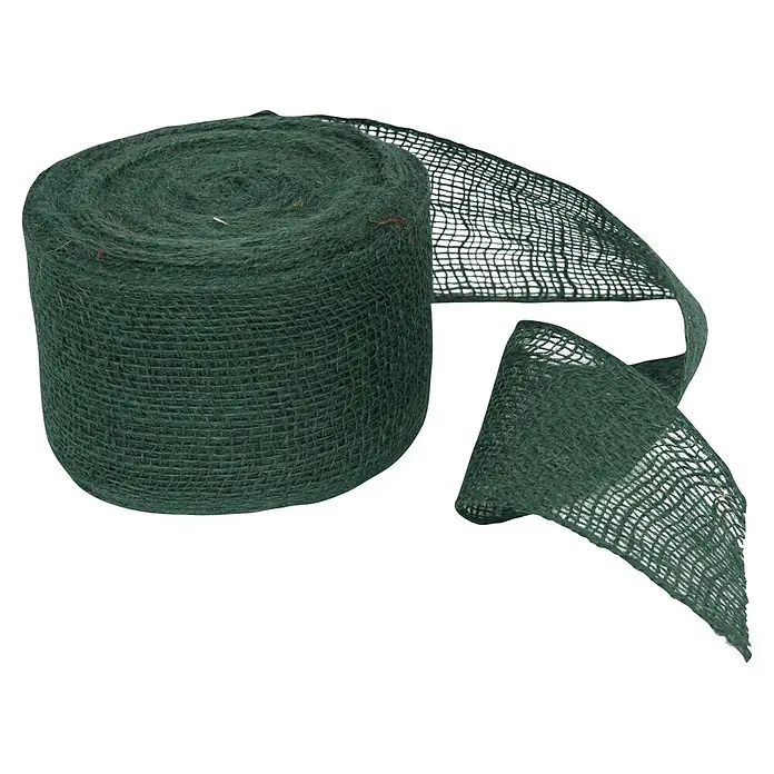 Windhager Jute-Gewebematte - L x B: 25 m x 10 cm, Moosgrün - Dunkelgrünes, gerolltes Gewebenetz, teilweise abgewickelt.