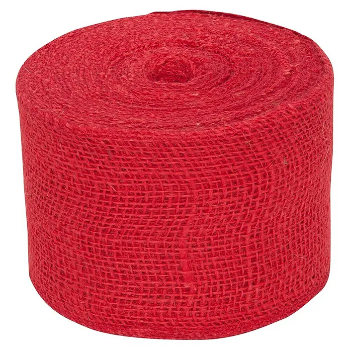 Windhager Jute-Gewebematte - L x B: 25 m x 10 cm, Rot - Rolle rotes Sackleinenband.