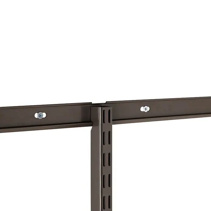 Elfa Classic by Elfa Hängeschiene - Länge: 214 cm, Passend für: Regalsystem Classic by Elfa, Zweilochsystem, Graphite - Dunkelgraue Metallregalverbindung mit Steher und zwei mittels Schrauben befestigten Horizontalträgern.