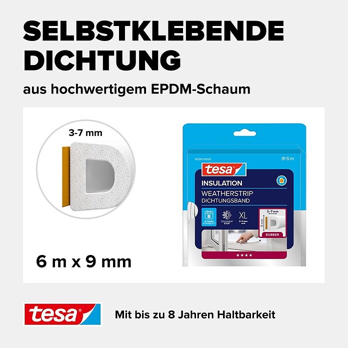tesa MOLL D-Profil-Dichtung (Weiß, 6 m)