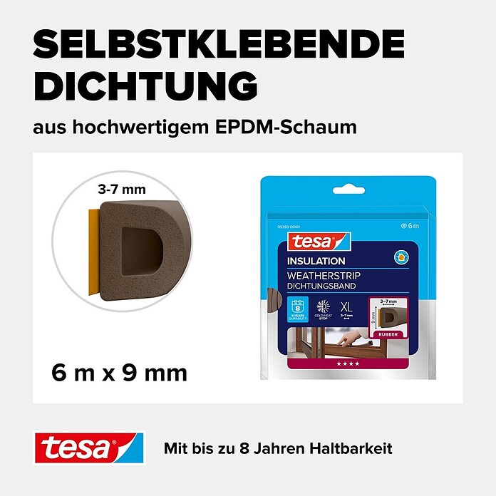tesa MOLL D-Profil-Dichtung (Braun, 6 m)