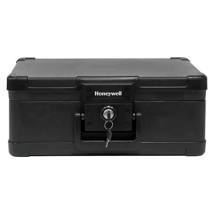 Honeywell Dokumentenkassette - L x B x H: 320 x 407 x 166 mm, Zylinderschloss - Honeywell Feuerschutz-Sicherheitsbox, ideal zum Schutz wichtiger Dokumente und Wertsachen vor Feuer und Wasser. Abschließbar mit Schlüssel.
