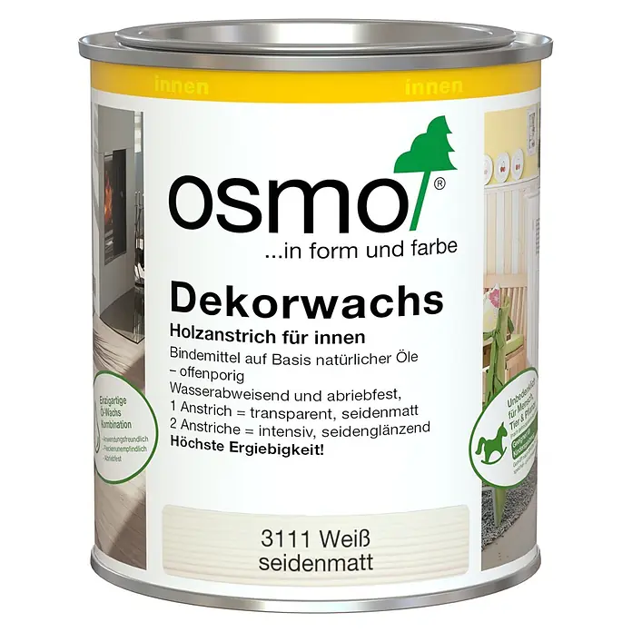 Osmo Dekorwachs - Weiß, 750 ml, Seidenglänzend - Dose Osmo Dekorwachs 3111 Weiß seidenmatt Holzlasur für innen.