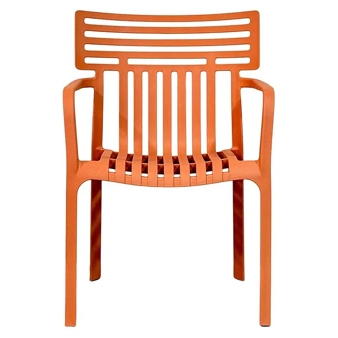Floordirekt Gartenstuhl Terrano Orange - Polypropylen, Orange - Oranger Gartenstuhl aus Kunststoff mit Lamellen und Armlehnen.