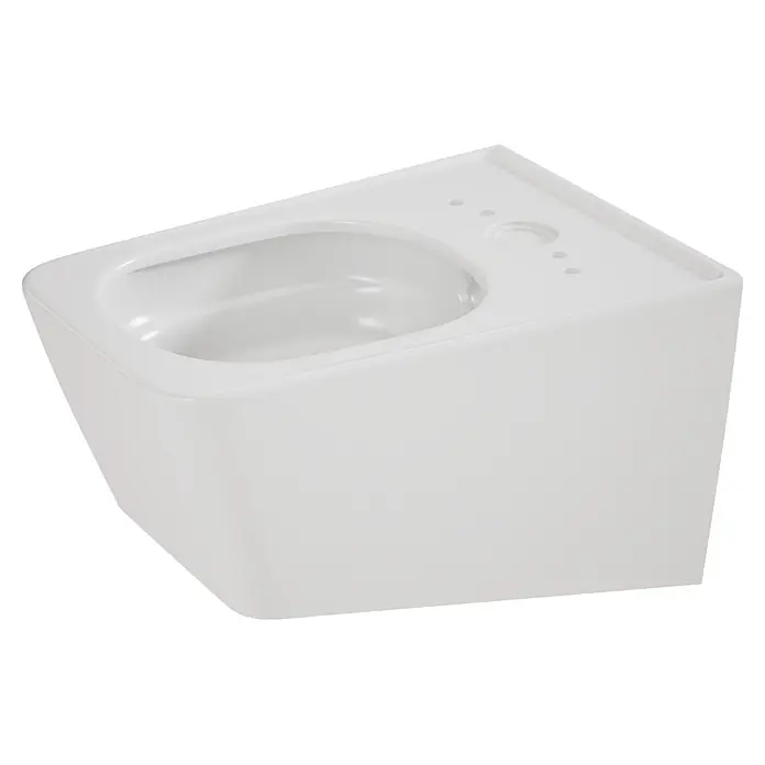 VitrA Equal Wand-WC - Spülrandlos, Mit schmutzabweisender Glasur, Spülform: Tief, WC Abgang: Waagerecht, Weiß - Weißes Keramik-Bidet mit Hahnlöchern.