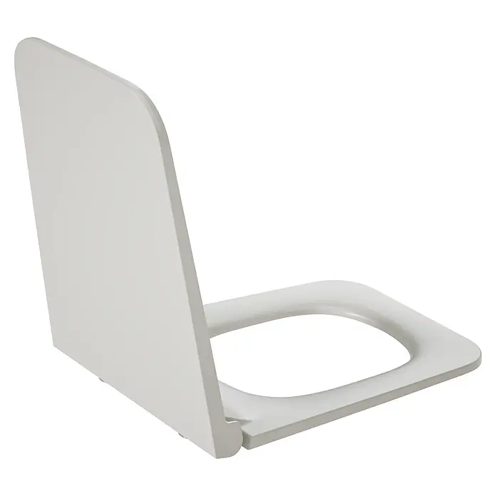 VitrA Equal WC-Sitz - Duroplast, Steingrau, Mit Absenkautomatik - Weißer Toilettensitz mit Deckel in aufrechter Position.