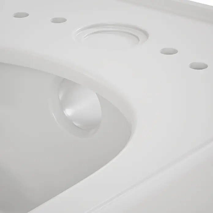 VitrA Equal Wand-WC - Spülrandlos, Mit schmutzabweisender Glasur, Spülform: Tief, WC Abgang: Waagerecht, Weiß - Weißes Keramik-Toilettenbecken innen mit Spülöffnung und Oberseite mit Befestigungslöchern.