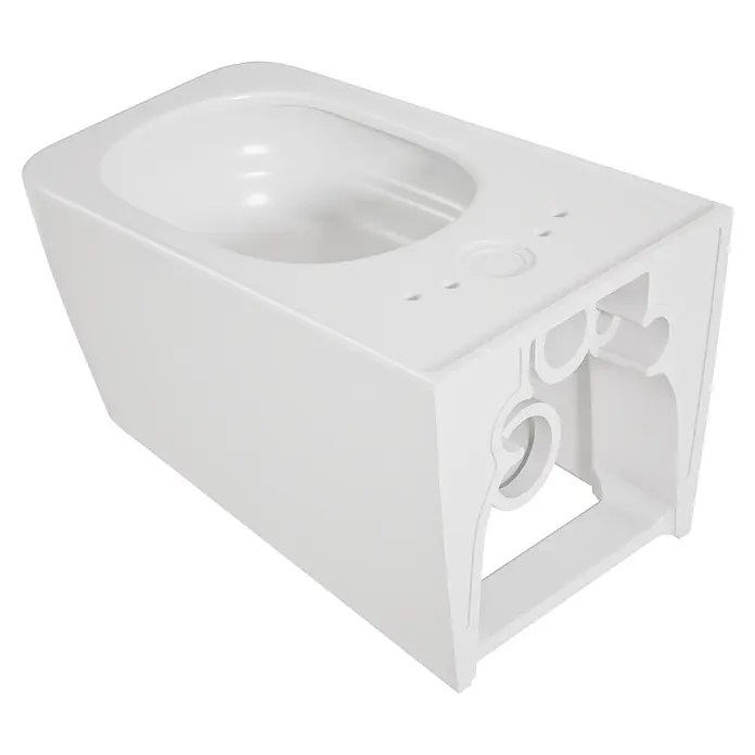 VitrA Equal Wand-WC - Spülrandlos, Mit schmutzabweisender Glasur, Spülform: Tief, WC Abgang: Waagerecht, Weiß - Weiße Keramik-Hänge-WC-Schüssel mit offener Rückseite für Sanitärzugang.