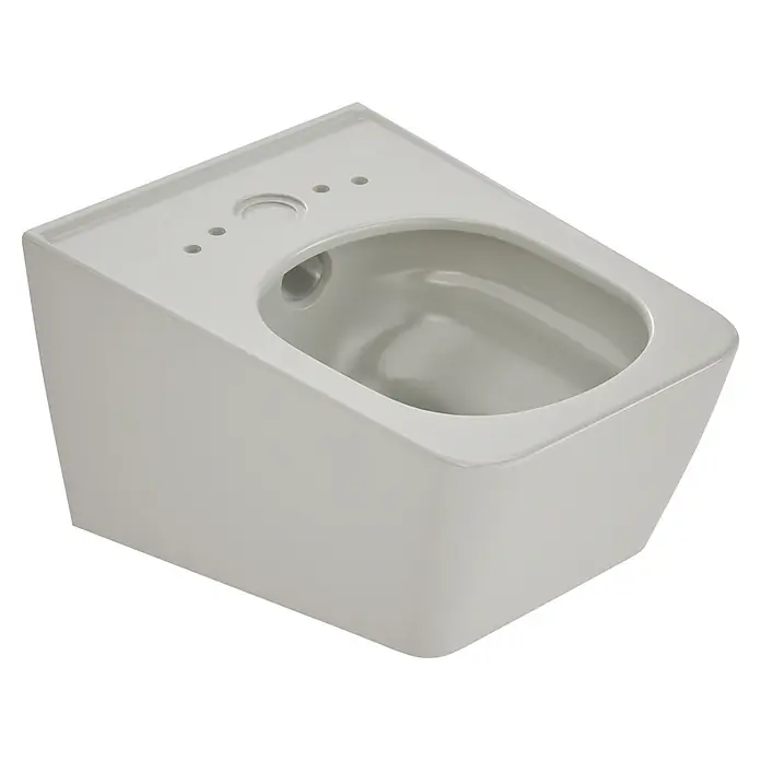 VitrA Equal Wand-WC - Spülrandlos, Mit schmutzabweisender Glasur, Spülform: Tief, WC Abgang: Waagerecht, Steingrau - Helles Keramik-Wandbidet mit Hahnlöchern.