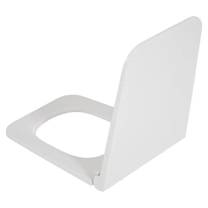 VitrA Equal WC-Sitz - Duroplast, Weiß, Mit Absenkautomatik - Weißer Toilettensitz mit geöffnetem Deckel.