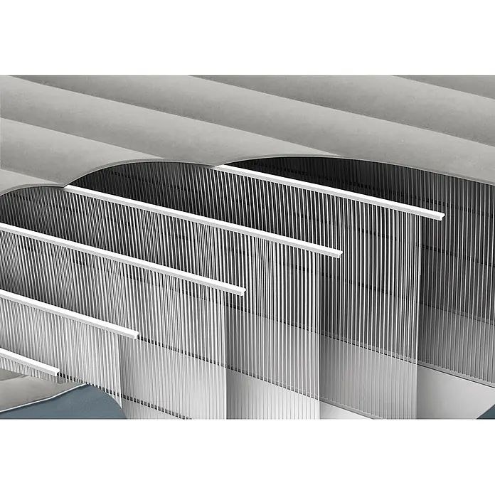 Intex Luftbett Dura-Beam Standard Pillow Rest Mid-Rise Twin - L x B x H: 191 x 99 x 30 cm, Grau/Blau - Graues wellenförmiges Paneelsystem mit vertikalen Akustiklamellen und horizontalen Stützstangen.