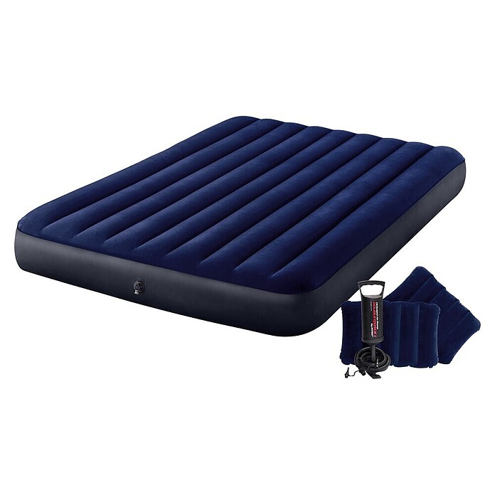 Intex Luftbett Classic Downy Blue Dura‑Beam Serie Queen Set (L x B x H: 203 x 152 x 25 cm, Blau, Vinyl) | BAUHAUS