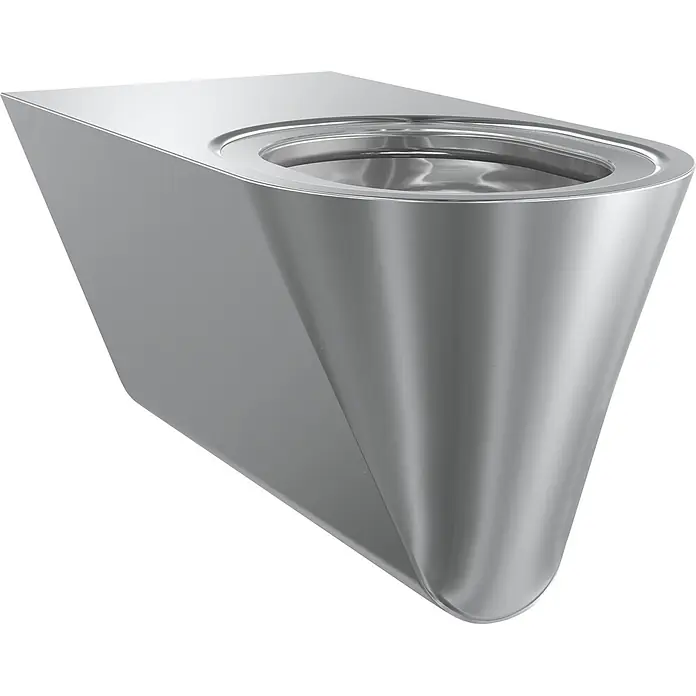 KWC Waschbecken KWC -  - Schlankes, wandmontiertes Waschbecken aus gebürstetem Metall mit runder Öffnung.
