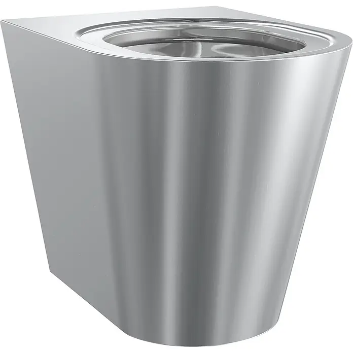 KWC Waschbecken KWC -  - Moderne silbergraue Toilettenschüssel mit gebürsteter Metalloberfläche.