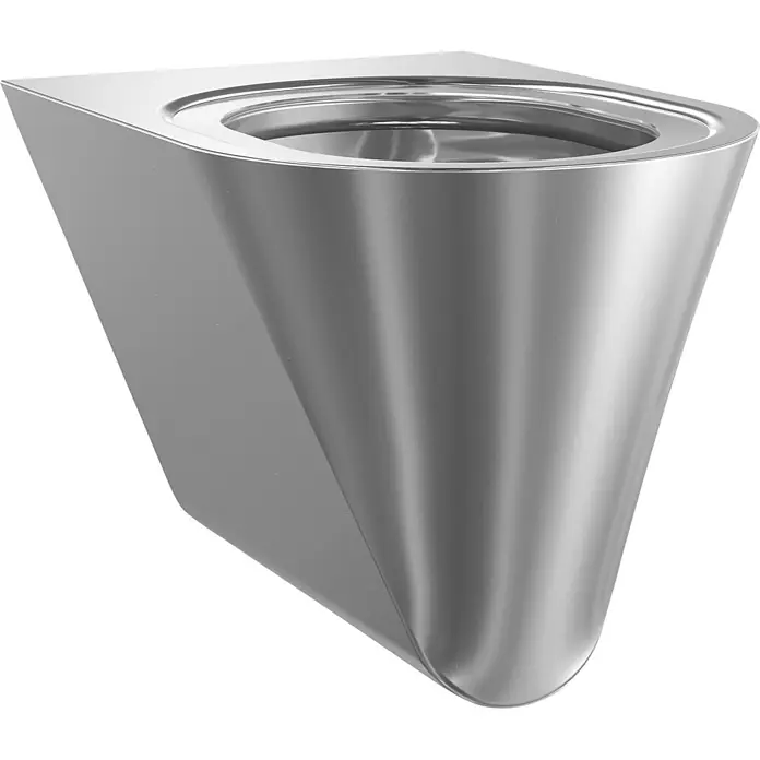 KWC Waschbecken KWC -  - Modernes konisches WC aus gebürstetem Metall zur Wandmontage.