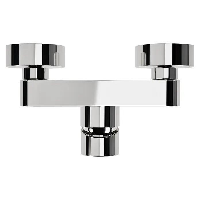 VitrA Flow Square Brausearmatur - Ausladung: 12,7 cm, Chom, Glänzend - Polierte verchromte Badarmatur mit zwei symmetrischen zylindrischen Teilen, verbunden durch einen zentralen horizontalen Körper.