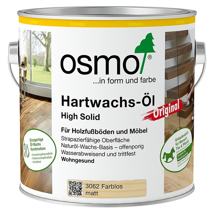 Osmo High Solid Hartwachsöl Original 3062 (Farblos, 2,5 l, Matt)