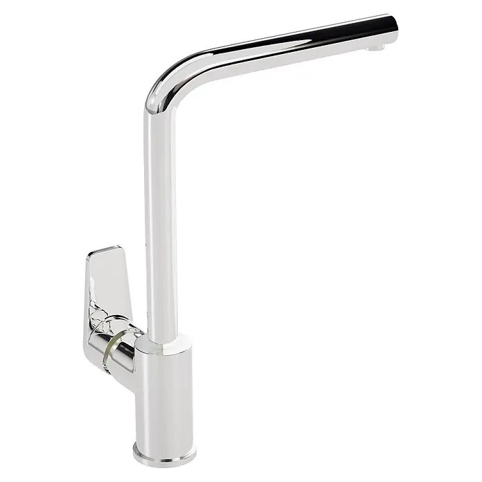 VitrA Flow Square Spültischarmatur - Chrom, Glänzend - Moderner Chrom-Küchenarmatur mit Einhebelmischer und gebogenem Auslauf.