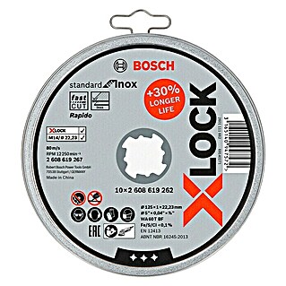 Bosch Professional X-Lock Disco de corte Standard for Inox (Diámetro disco: 115 mm, Apto para: Acero inoxidable, 10 ud.)