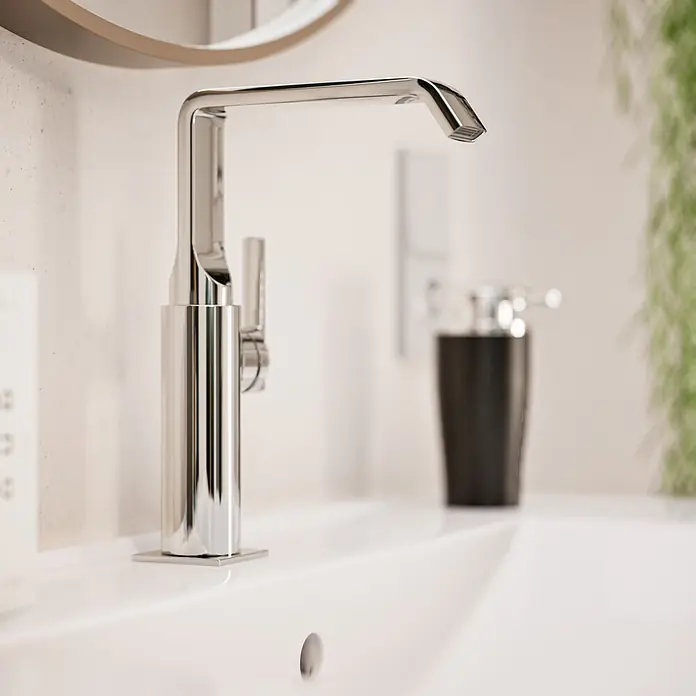 VitrA Suit Waschtischarmatur - Chrom, Glänzend, Ohne Zugstange, Höhe: 25,7 cm - Eleganter verchromter Einhebel-Waschtischmischer in modernem Badezimmerambiente.