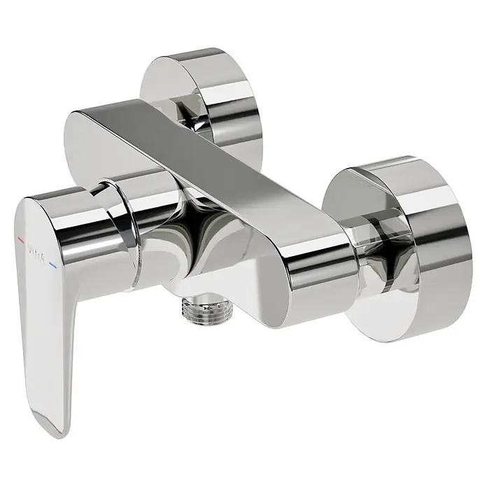 VitrA Flow Soft Brausearmatur - Ausladung: 12,7 cm, Chom, Glänzend - Verchromte Einhebel-Duscharmatur mit zylindrischen Wandanschlüssen.