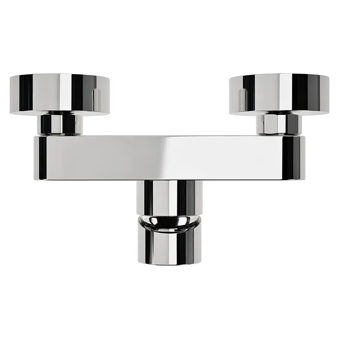 VitrA Flow Soft Brausearmatur - Ausladung: 12,7 cm, Chom, Glänzend - Glänzende Chrom-Armaturenkomponente mit zwei zylindrischen Bedienelementen und Querstrebe.