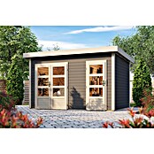 Karibu Gartenhaus Tintrup (273 x 396 cm, Wandstärke: 28 mm, Flachdach, Terragrau)