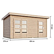 Karibu Gartenhaus Mattrup (303 x 456 cm, Wandstärke: 28 mm, Flachdach, Natur)