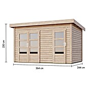 Karibu Gartenhaus Tintrup (273 x 396 cm, Wandstärke: 28 mm, Flachdach, Natur)