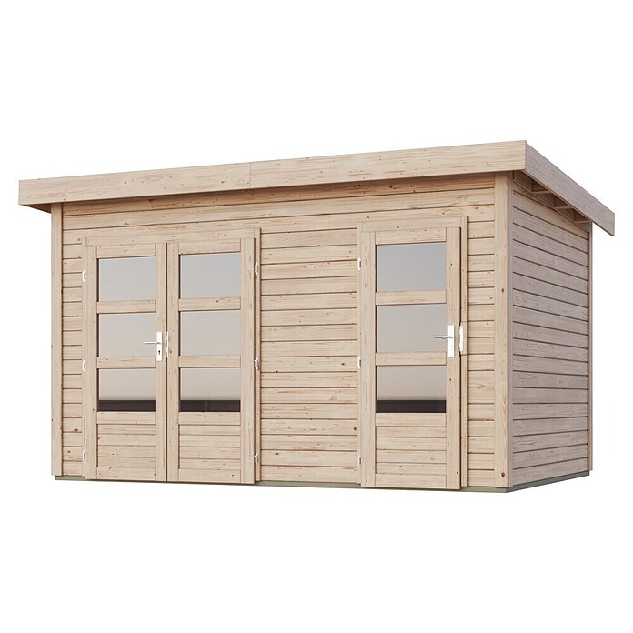 Karibu Gartenhaus Tintrup (273 x 396 cm, Wandstärke: 28 mm, Flachdach, Natur)