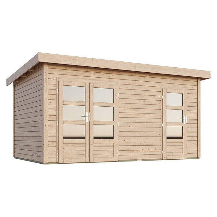 Karibu Gartenhaus Mattrup (303 x 456 cm, Wandstärke: 28 mm, Flachdach, Natur)