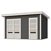 Karibu Gartenhaus Tintrup (273 x 396 cm, Wandstärke: 28 mm, Flachdach, Terragrau)