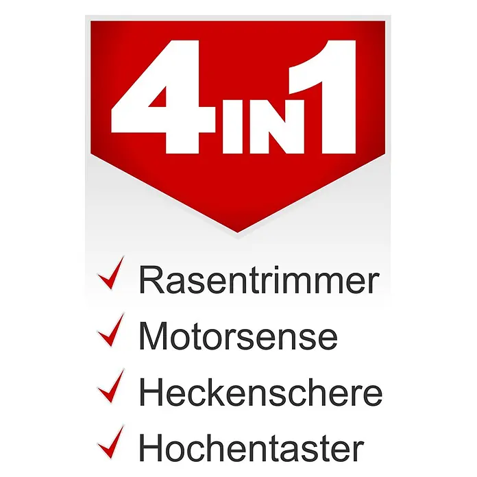 Scheppach Benzin-Multitool PMT520 - 1,4 kW - 4-in-1 Gartenwerkzeug mit Rasentrimmer, Motorsense, Heckenschere und Hochentaster.