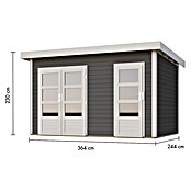 Karibu Gartenhaus Tintrup (273 x 396 cm, Wandstärke: 28 mm, Flachdach, Terragrau)
