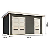 Karibu Gartenhaus Mattrup (303 x 456 cm, Wandstärke: 28 mm, Flachdach, Terragrau)
