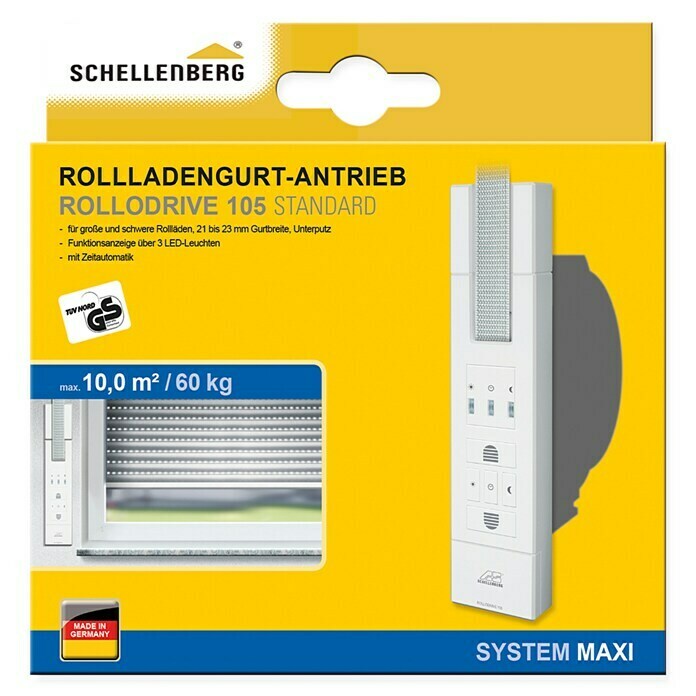 Schellenberg Rollladen-Gurtwickler (Zugkraft: 60 kg, Gurtbreite: 23 mm, Unterputz)