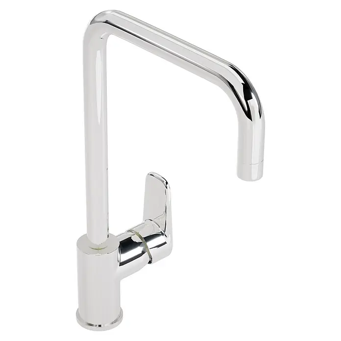 VitrA Flow Soft Spültischarmatur - Chrom, Glänzend - Glänzende Chrom-Küchenarmatur mit quadratischem Auslauf und Einhebelgriff.