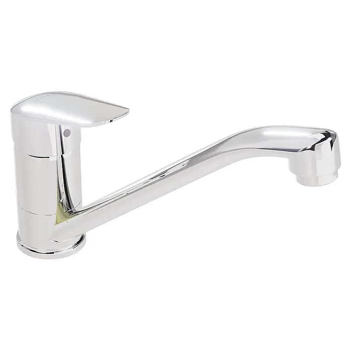 VitrA Flow Round Spültischarmatur - Höhe: 17,4 cm, Chrom, Glänzend - Elegante, verchromte Einhebel-Küchenarmatur mit hohem Auslauf.