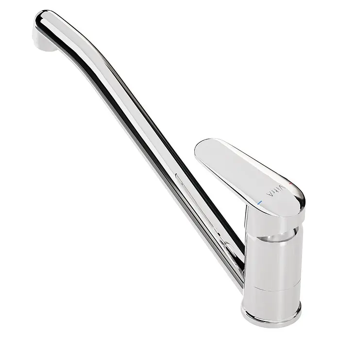 VitrA Flow Round Spültischarmatur - Höhe: 17,4 cm, Chrom, Glänzend - Moderner Einhebel-Küchenarmatur aus Chrom mit schlankem, gebogenem Auslauf und polierter Oberfläche.